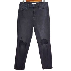 Eunina Tobi Super High Rise Mom Jean Ankle Black Distressed Jeans Size 15
